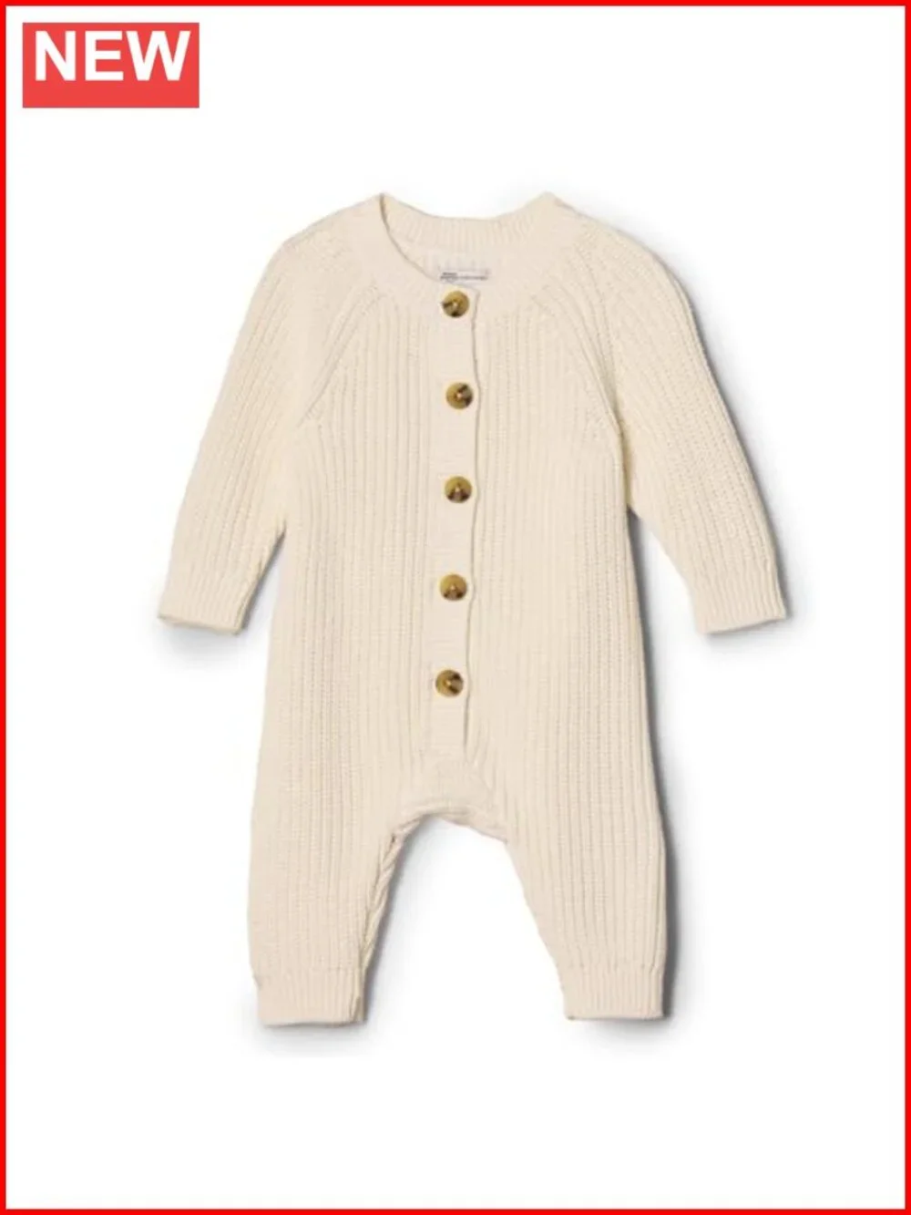 Unisex Baby Cotton Knit Playsuit Textured Stitch Long Sleeve Romper